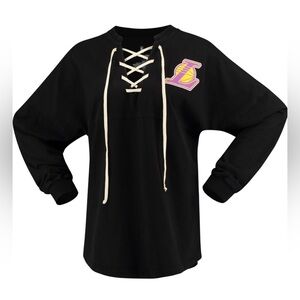 Los Angeles Lakers Fanatics Women's Lace-Up Spirit Jersey Long Sleeve